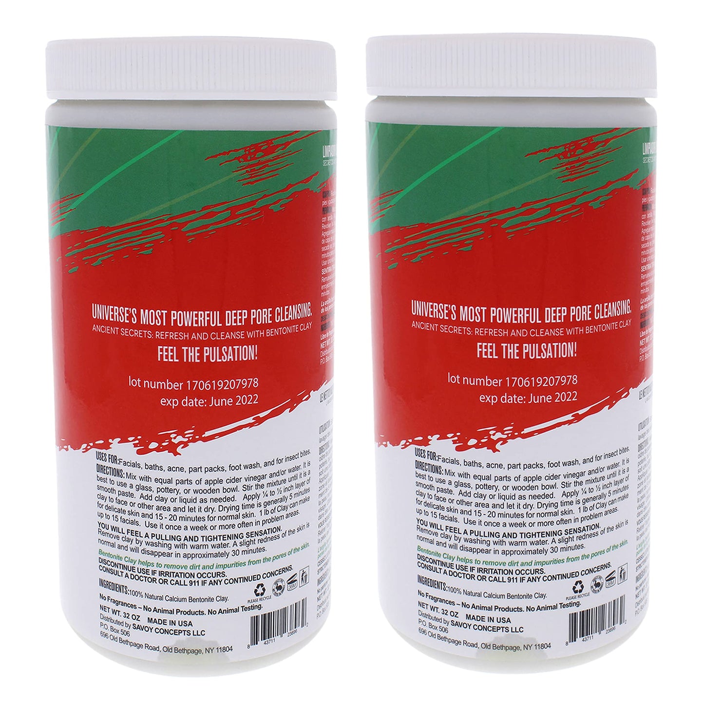 Mayan Magic Mud Powerful Deep Pore Cleansing Calcium Bentonite Clay - 4 lbs (2 Pc) - Bulk Natural Face Mask Peel for Men and Women - USA Made Full