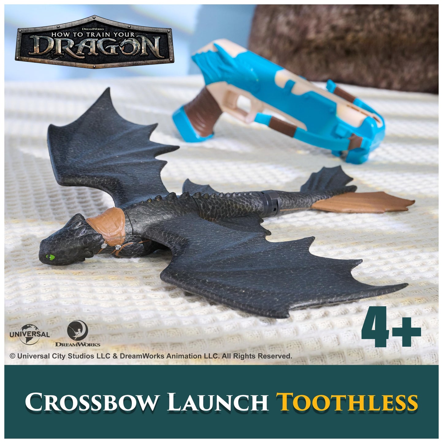 DreamWorks Dragons How to Train Your Dragon – Crossbow Launch Toothless Flying Stunt Glider, Kids Toy for Boys & Girls Ages 4+ (Amazon Exclusive)