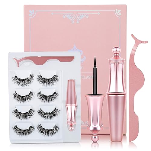 Magnetic Eyelashes, False Eyelashes Magnetic Eyelashes with Eyeliner Natural Look with Eyeliner?4pairs?