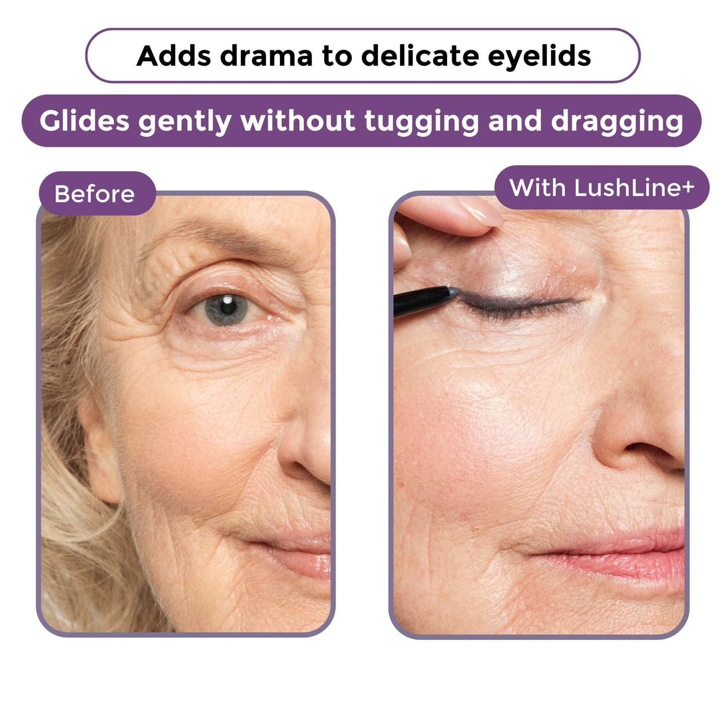 Rumi Cosmetiques LushLine+ Waterproof Eyeliner Pencil For Older Women - Smudge Proof, Long-Lasting, Non Toxic, Soft Glide - Safe For Sensitive Eyes…