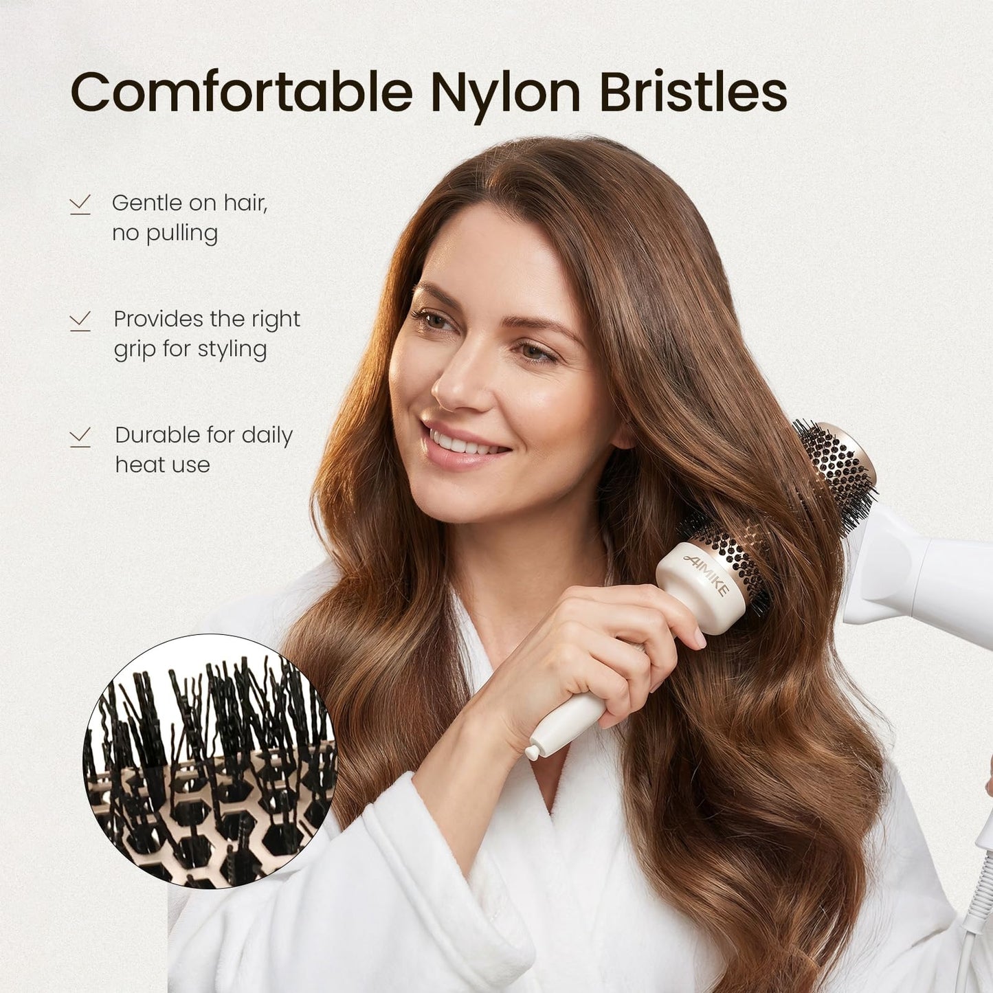 AIMIKE NaturaVol Round Brush for Blow Out, Large Round Hair Brush for Fine Hair with Nano Thermal Ceramic Tech, for Blow Drying & Styling, Adds Volume Beauty and Personal Care AIMIKE