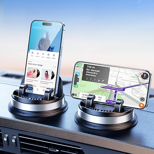 DICMKY Dash Cell Phone Car Mount, Multifunctional Car Dashboard Mobile Phone Holder, 360 Rotatable Non Slip Mat Universal Car Phone Stand Hands Free…