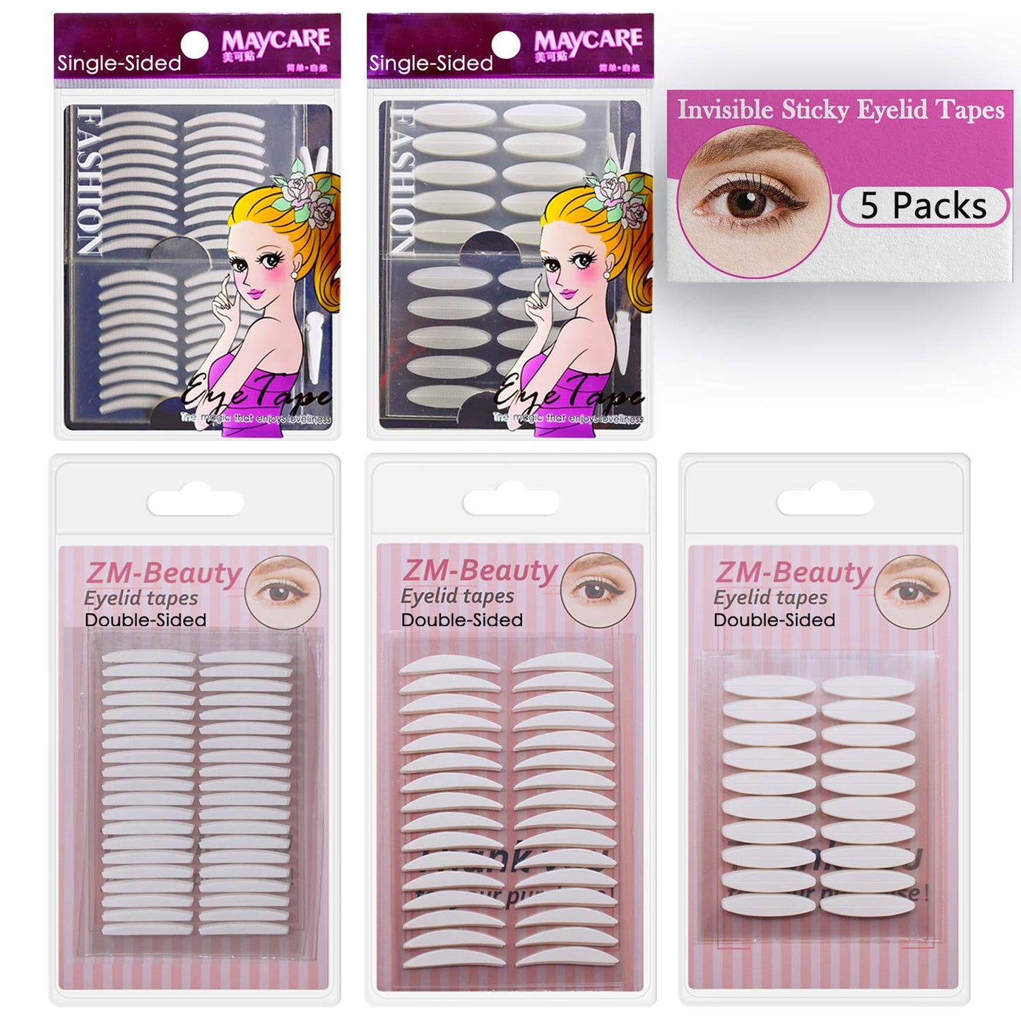1080Pcs Premium Quality Natural Invisible Single Side Eyelid Tape Stickers Medical-use Fiber Eyelid Lift Strip, Instant Eye Lift Without Surgery