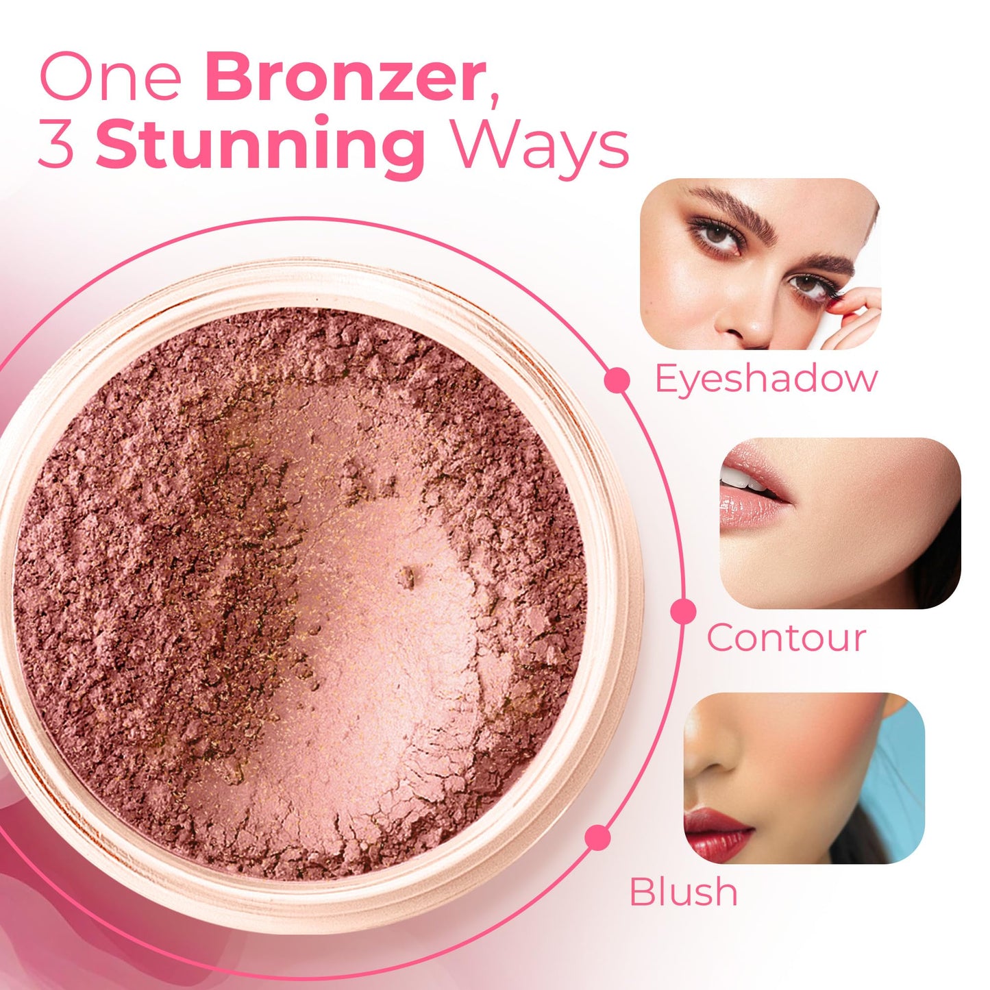 BRONZER with BRONZING BRUSH Mineral Makeup Bronzing Warmth Tanning Powder Bare Face Sun Glow Foundation