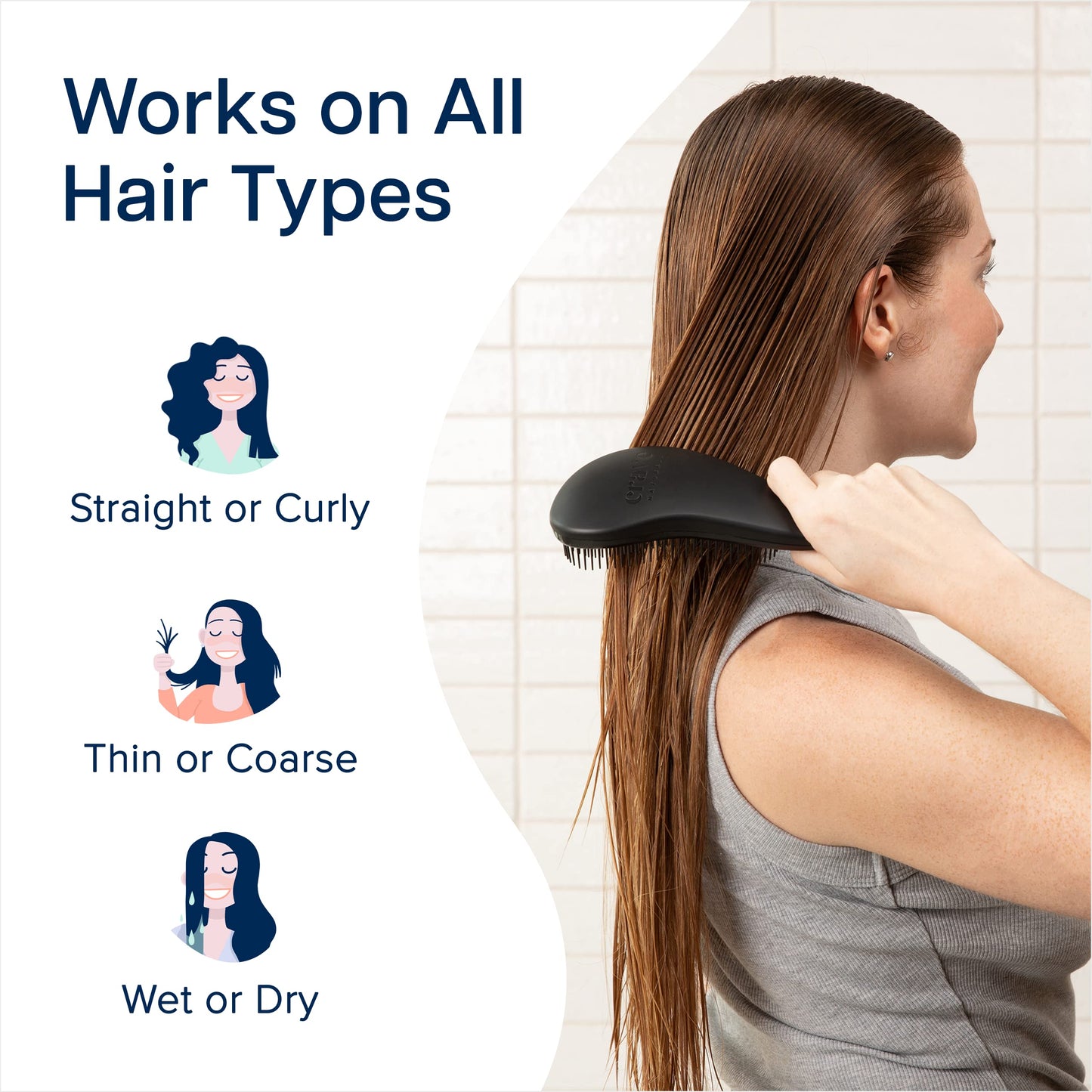 Crave Naturals Glide Thru Detangling Brush, Detangler Brush for Curly, Straight, Wet and Dry Hair Comb for Adults and Kids, Hair Accessories