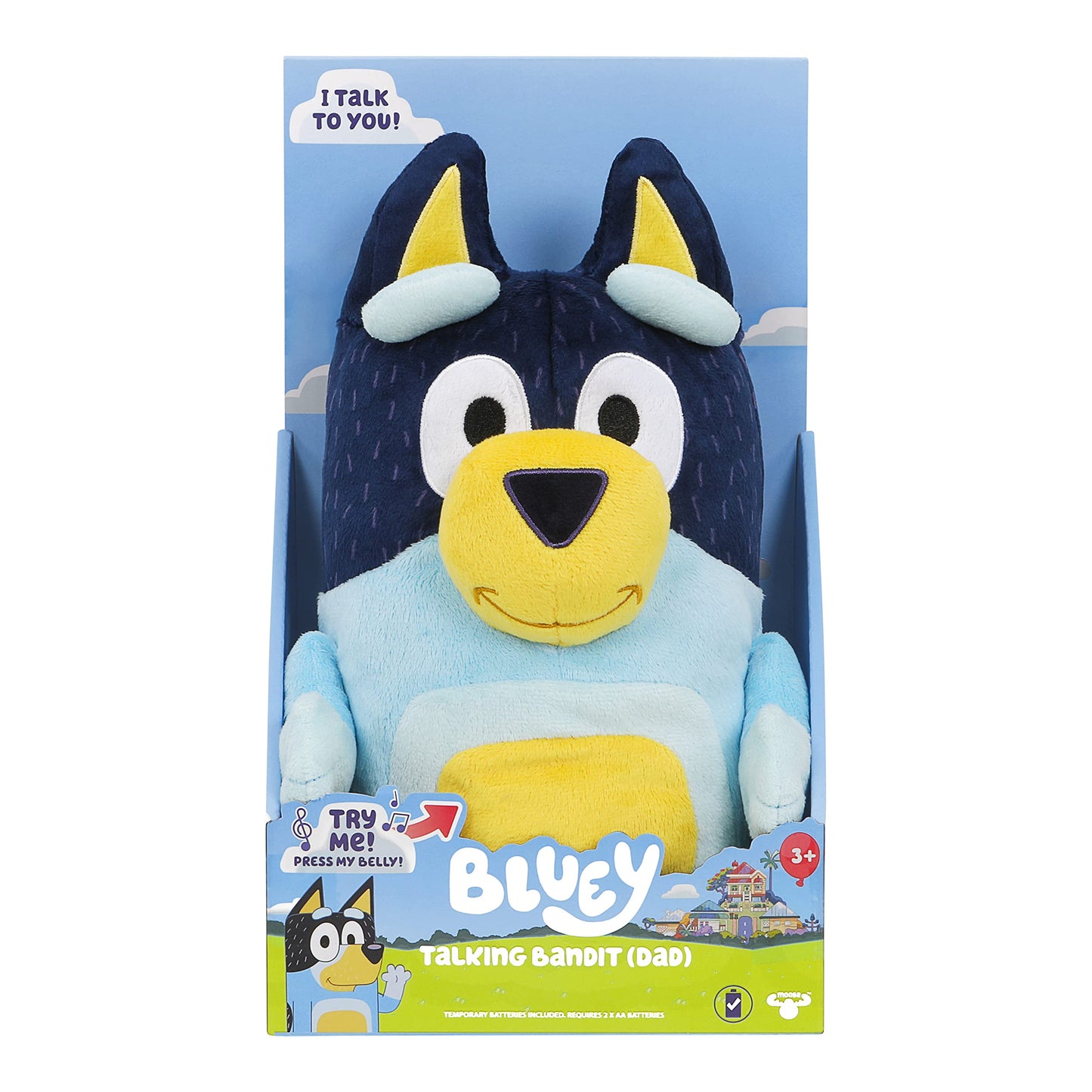 Bluey Talking Bandit (Dad) 14" Talking Plush Bandit Plush Toy with 9 Phrases Theme Song