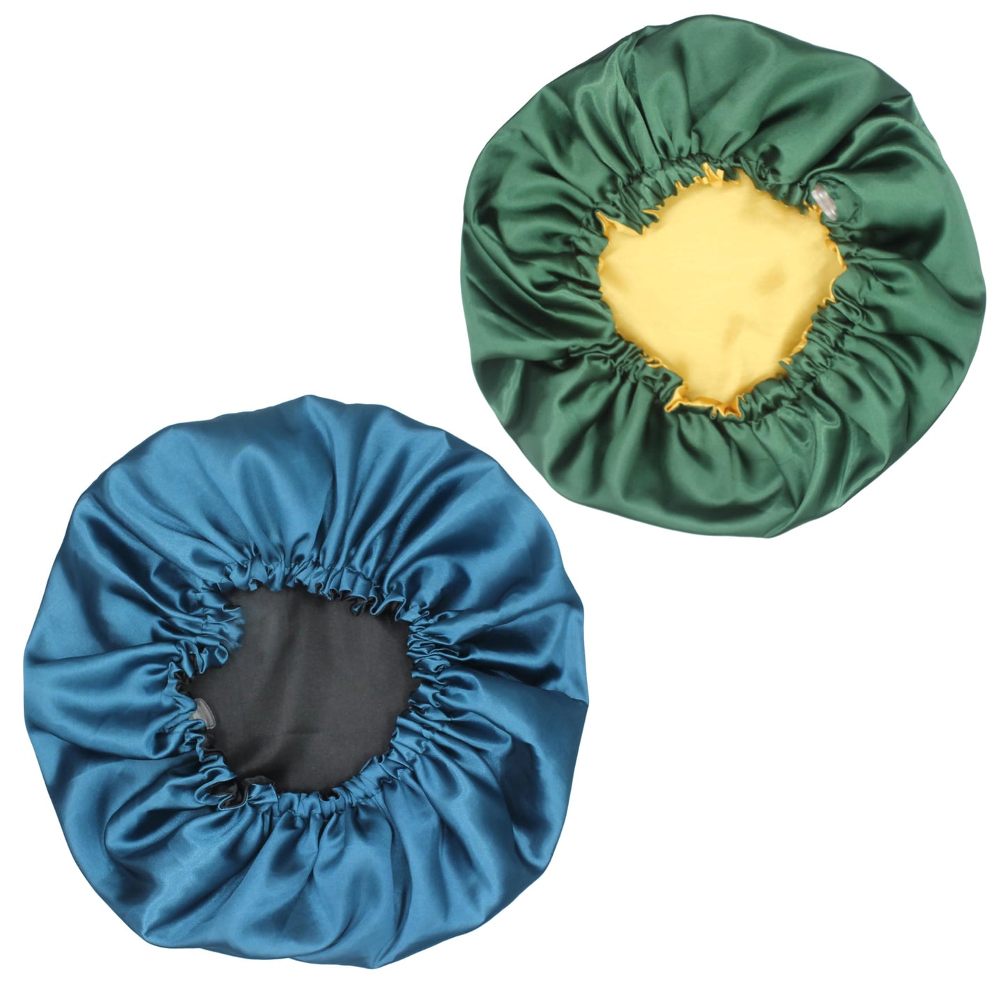 Hanbertti 2pcs of Satin Sleep Bonnet with Adjustable Buckle, Double Layer Silk Bonnets, Reusable Bath Hair Cap for Night Sleeping and Make up (Deep