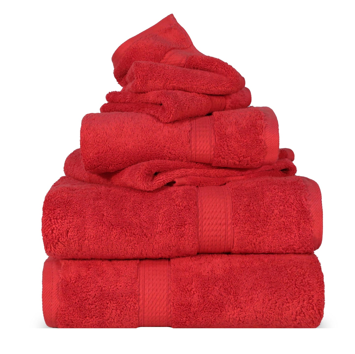 Superior Egyptian Cotton Pile 6 Piece Towel Set, Includes 2 Bath, 2 Hand, 2 Face Towels/Washcloths, Ultra Soft Luxury Towels, Thick Plush Essentials…