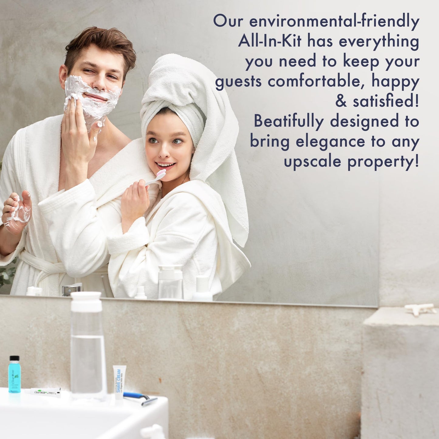 Personal Care Travel Toiletries | 1-Shoppe Amenities Kit | Travel Shaving Set, Toothbrush & Paste, Mouthwash, Makeup Wipes, Swabs, Nail File & Sewing