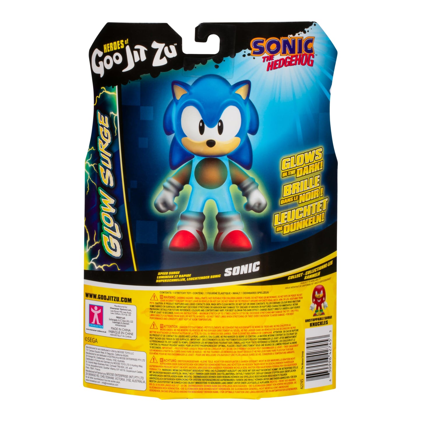 Heroes of Goo Jit Zu Sonic The Hedgehog, Speed Surge Sonic, Powered Up with Glow Surge Giving Him Glow-in-The-Dark Powers, Squishy, Stretchy Filling…