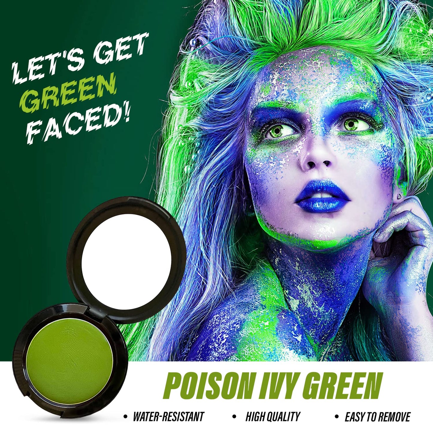 MANIC PANIC Poison Ivy Green Face & Body Paint for Halloween Costumes - Cream Halloween Makeup for Costumes & Cosplay - Smooth, Blendable & Full