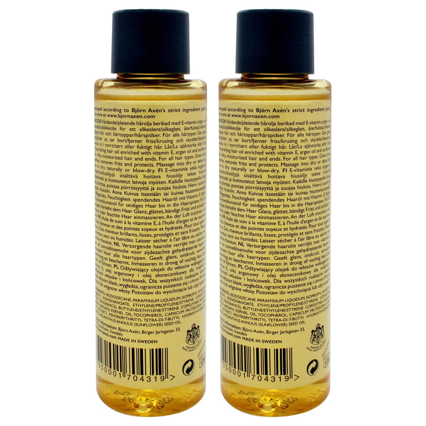 Hair Oil Smooth and Shine - Argan Oil by Bjorn Axen for Unisex - 2.53 oz Oil - Pack of 2