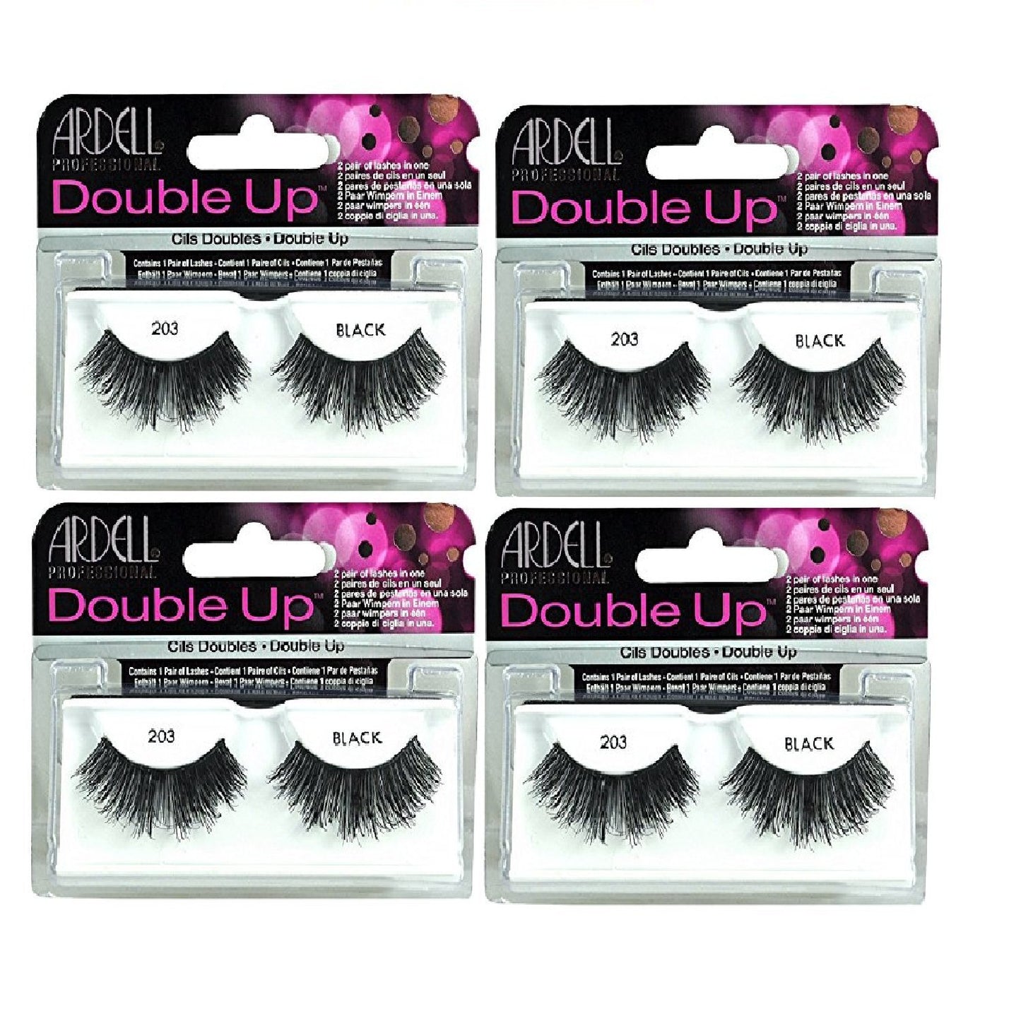 Ardell - Double Up #203 False Eyelashes, Black reusable (4-Pack)