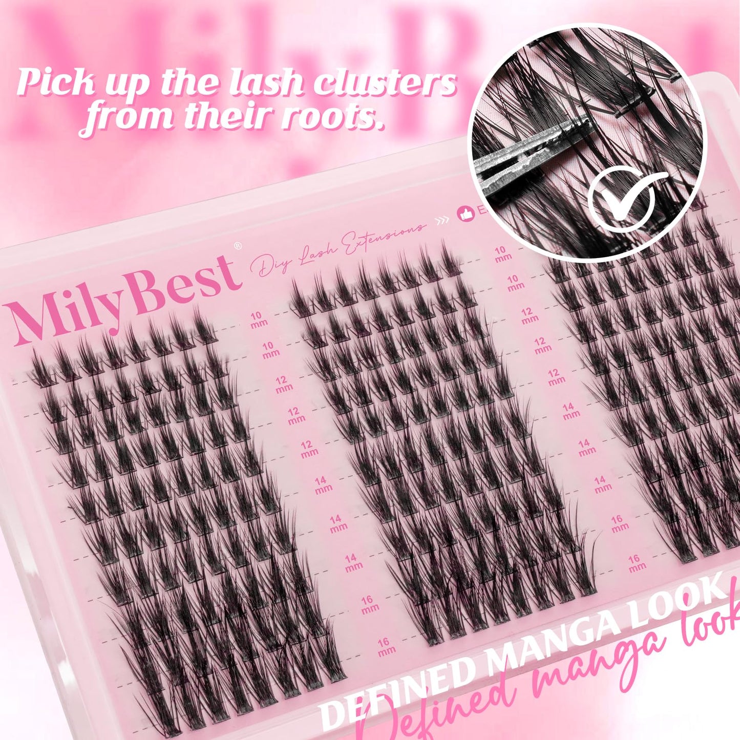 MilyBest Manga Lash Clusters, Natural Wispy Eyelash Clusters, C Curl DIY Cluster Eyelash Extensions, 240Pcs Individual Cluster Lashes Spikes, 10-16mm Beauty and Personal Care MilyBest
