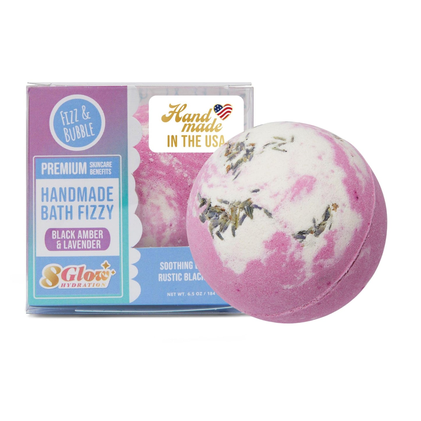 Fizz & Bubble Premium Moisturizing Artisan Bath Bomb Fizzies for Adults, Women, Kids, and Gifts - Black Amber and Lavender