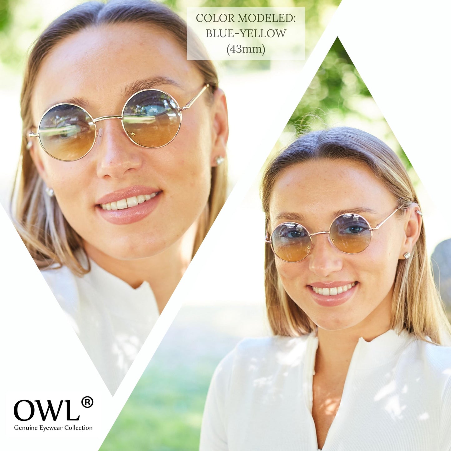 OWL Round Retro Vintage Purple Lens Sunglasses Gold Metal Frame 3 Pairs