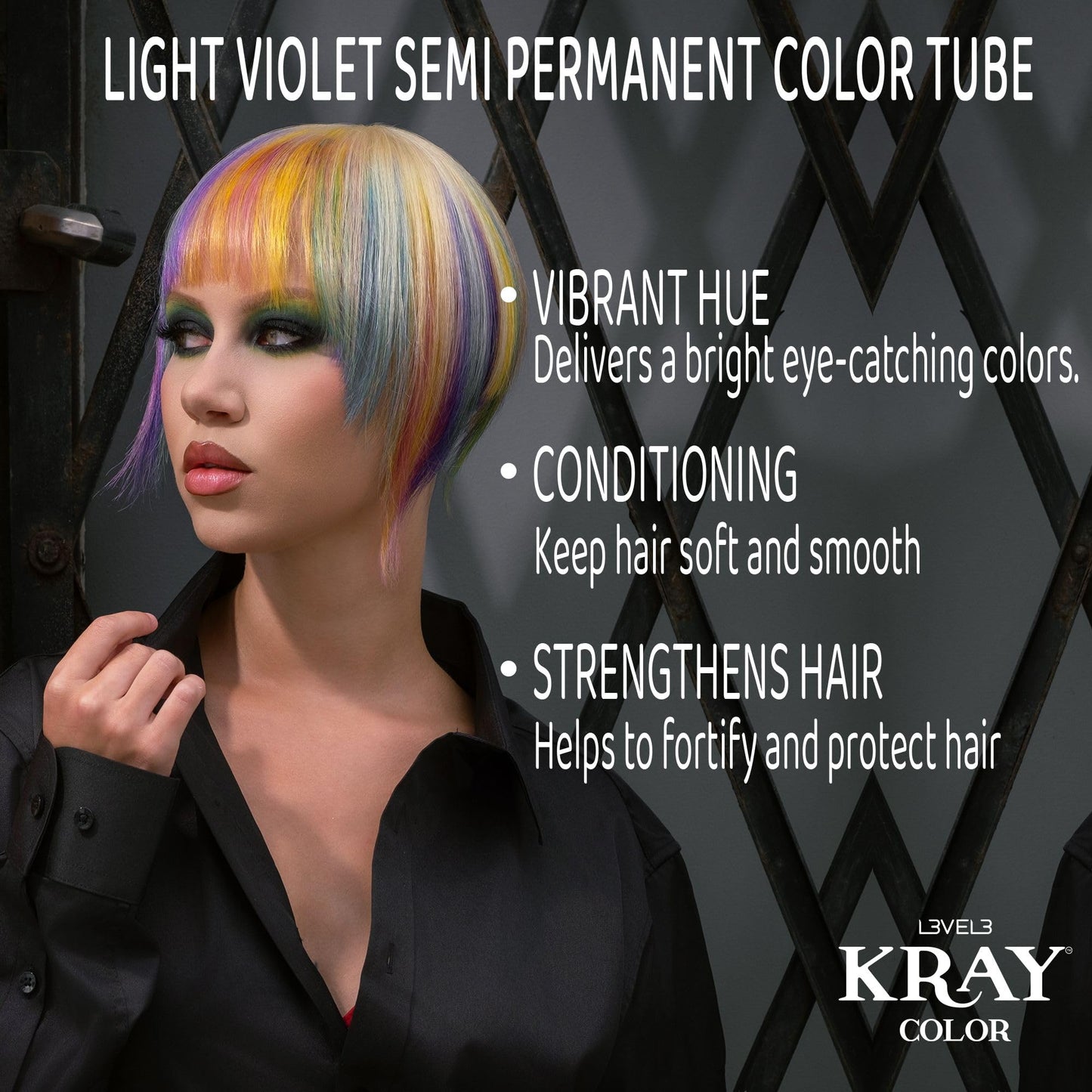 L3 - Level 3 Kray Semi Permanent Hair Color - Semi Permanent Hair Dye with Aloe Vera - Light Violet