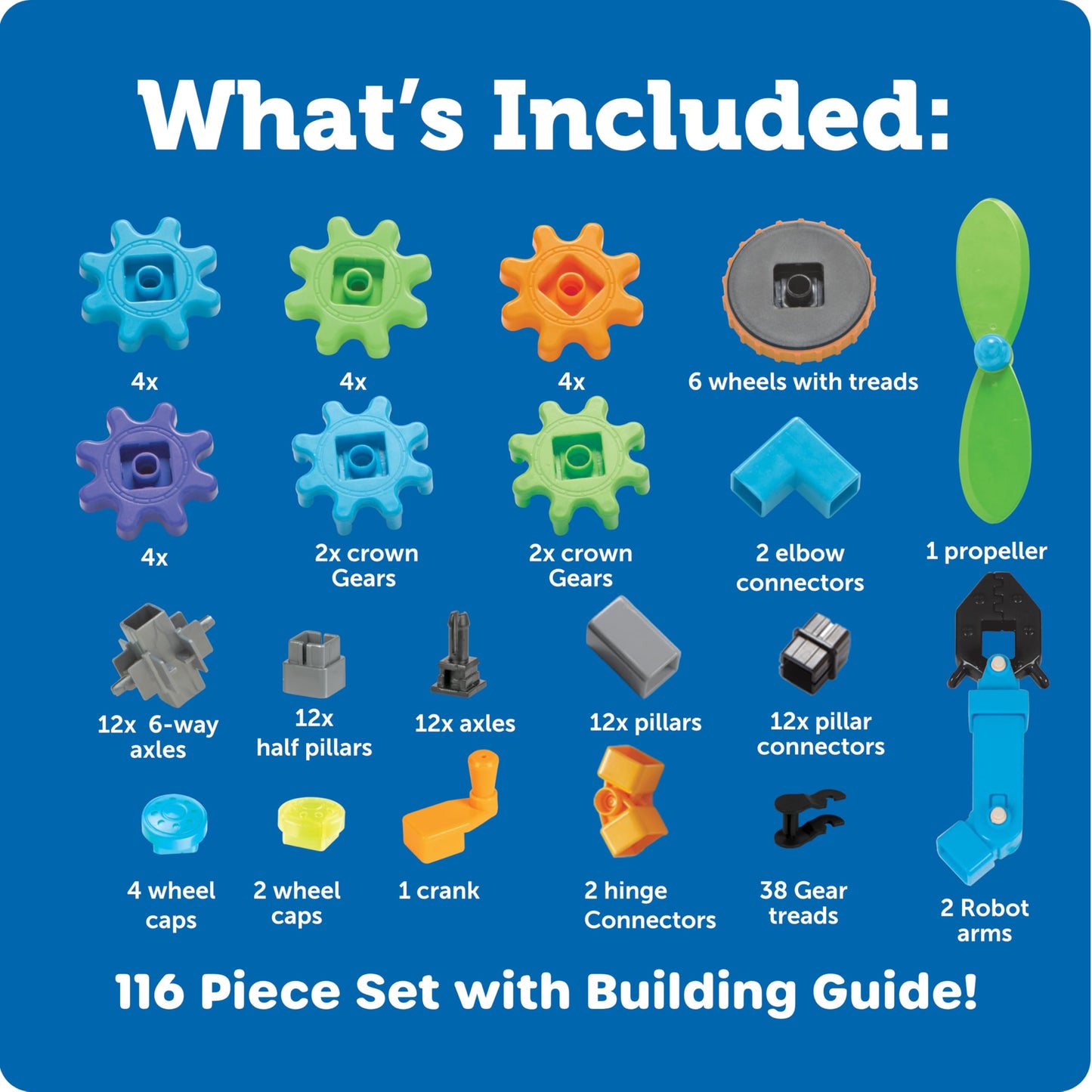 Learning Resources Gears! Gears! Gears! Robots in Motion Building Set - 116 Piece STEM Toy for Kids Ages 5+ - Buildable Robot Construction Playset