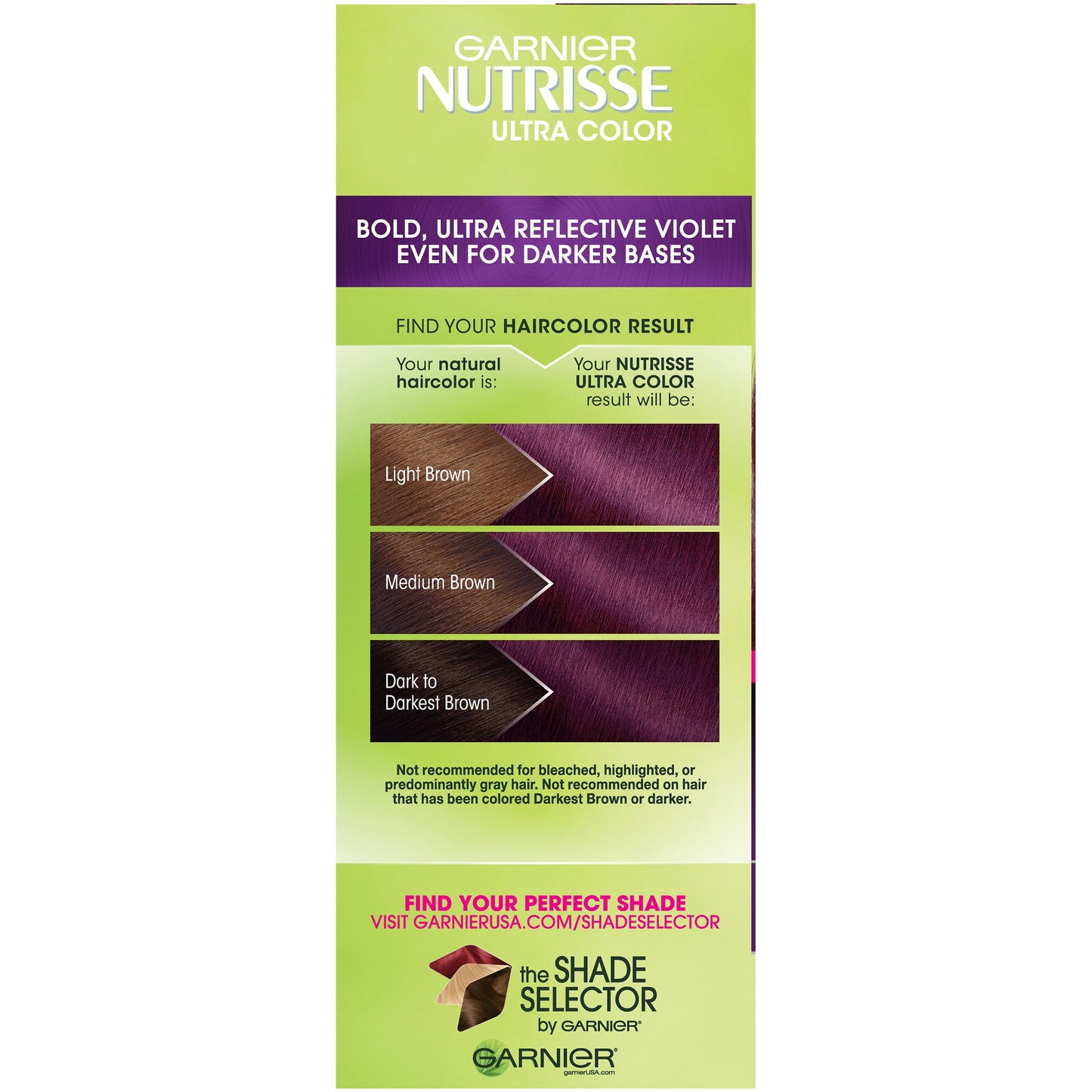 Garnier Nutrisse Ultra Color Nourishing Permanent Hair Color Cream, V2 Dark Intense Violet (1 Kit) Purple Hair Dye