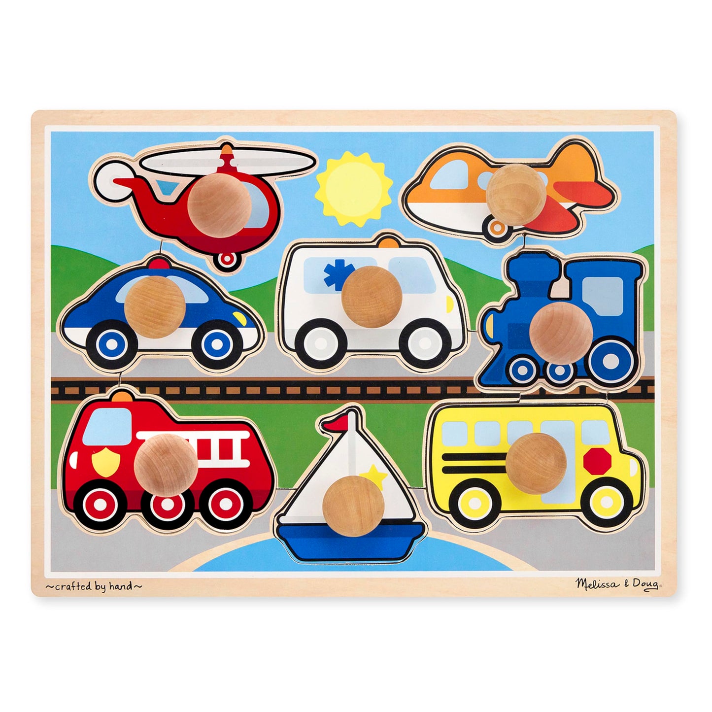 Melissa & Doug Vehicles Jumbo Knob Wooden Puzzle (8 pcs)