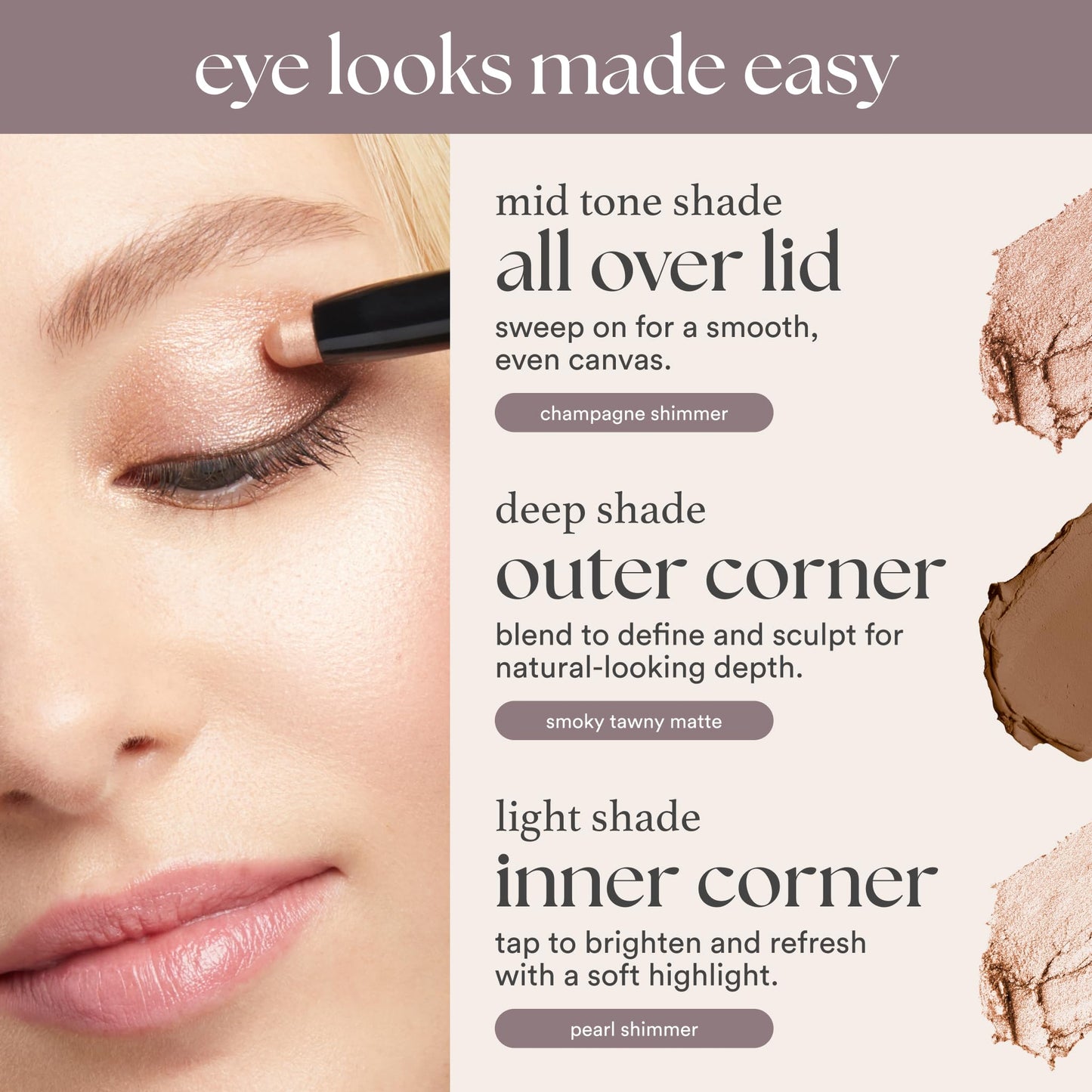 Julep Eyeshadow 101 Cream-to-Powder Waterproof Shadow Stick - Desert Matte - Long-Lasting, Crease-Proof, Light Beige Matte Cream Eyeshadow