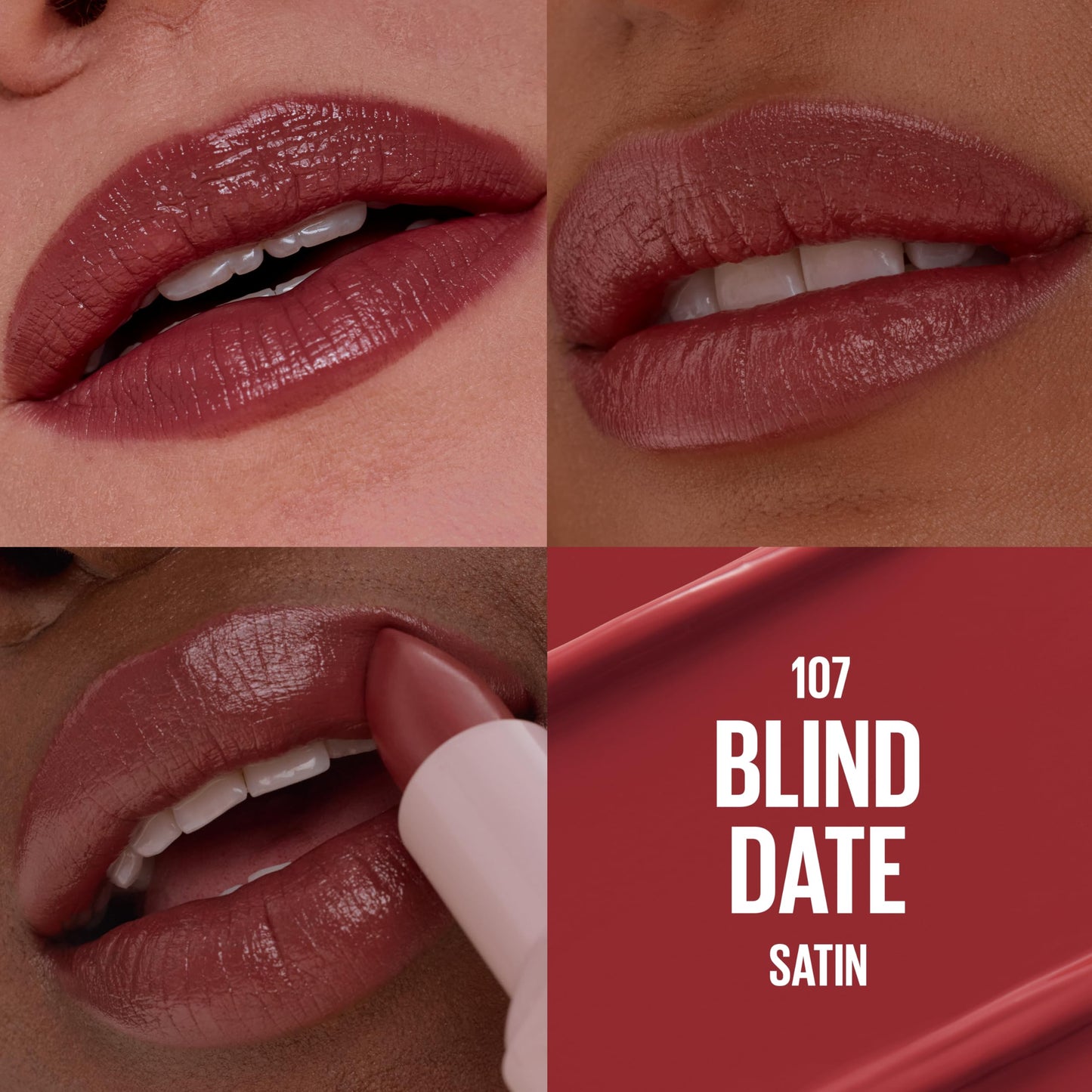 MAYBELLINE Serum Lipstick, Hydrating Lip Makeup with 8HRs of Lip Plumping Moisture with Hyaluronic Acid + Oil Blend, Blind Date (Midtone Brick Mauve