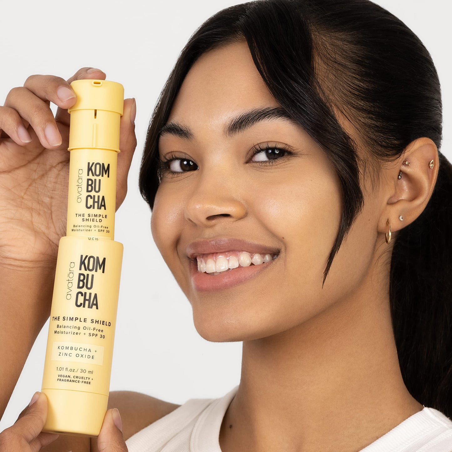 Avatara Kombucha The Simple Shield Face Sunscreen SPF – Zinc Oxide Mineral Moisturizer with BHA & Hyaluronic Acid, Teen Skincare, 1.01 fl oz