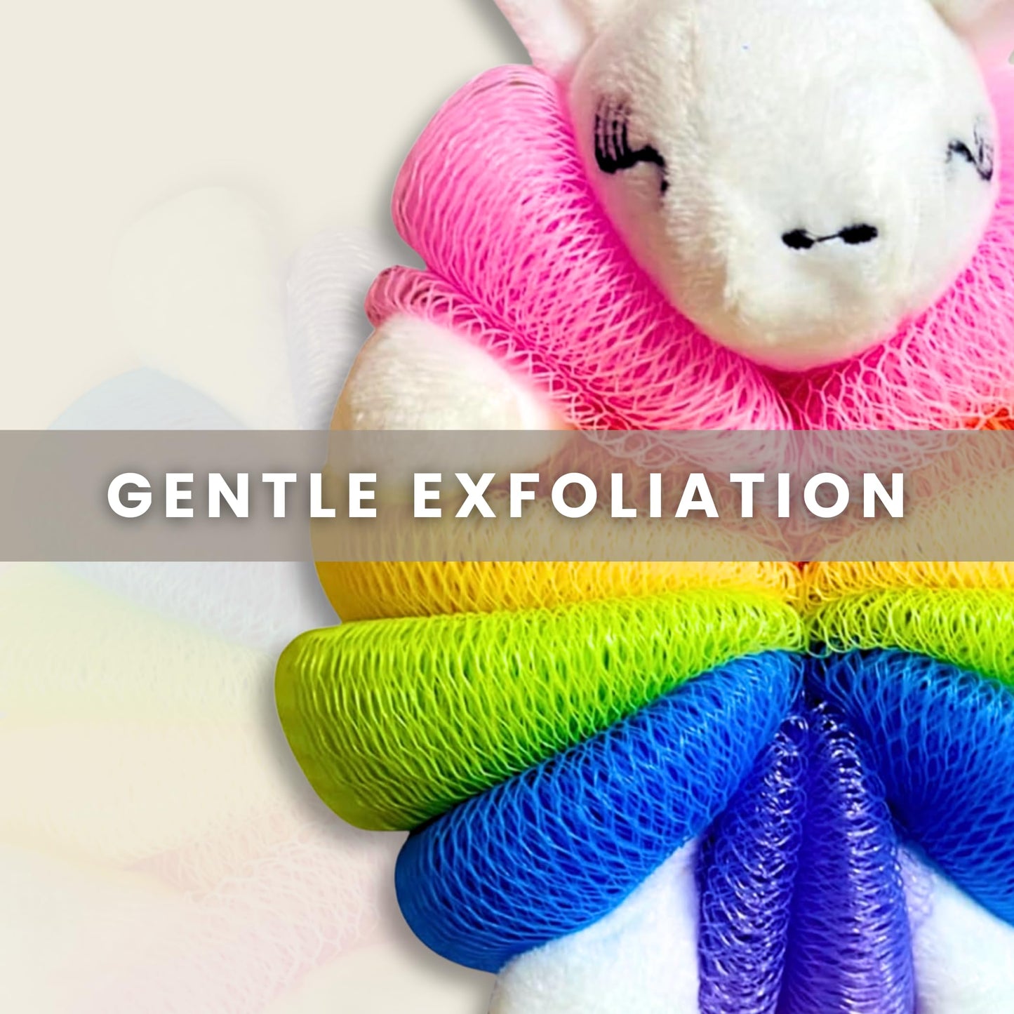 Cute Bath Sponge Loofah - Soft Mesh Body Pouf, Gentle Shower Sponges with Hanging Rope Beauty and Personal Care Pure Body