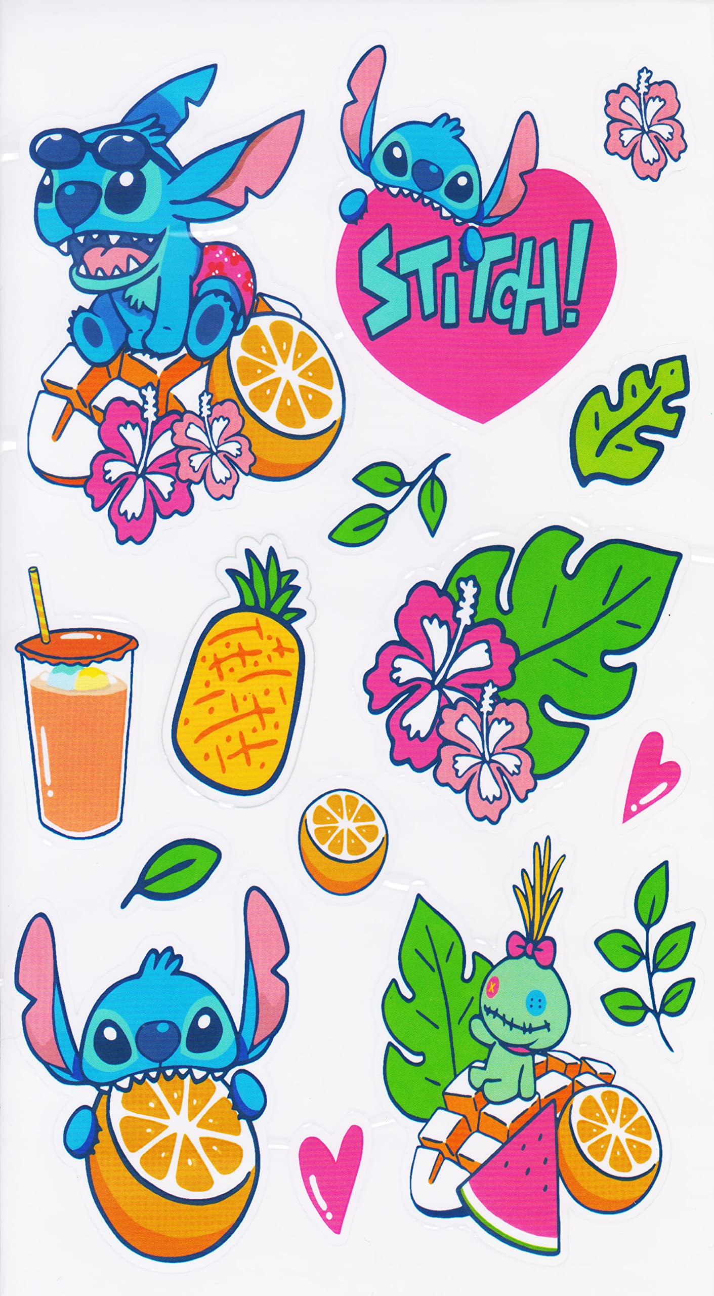 Silver Buffalo Lilo and Stitch Cute Fruit Bubble Tea Twist Spout Plastic Water Bottle with Holographic Stickers You Stick Yourself, 32 Ounces