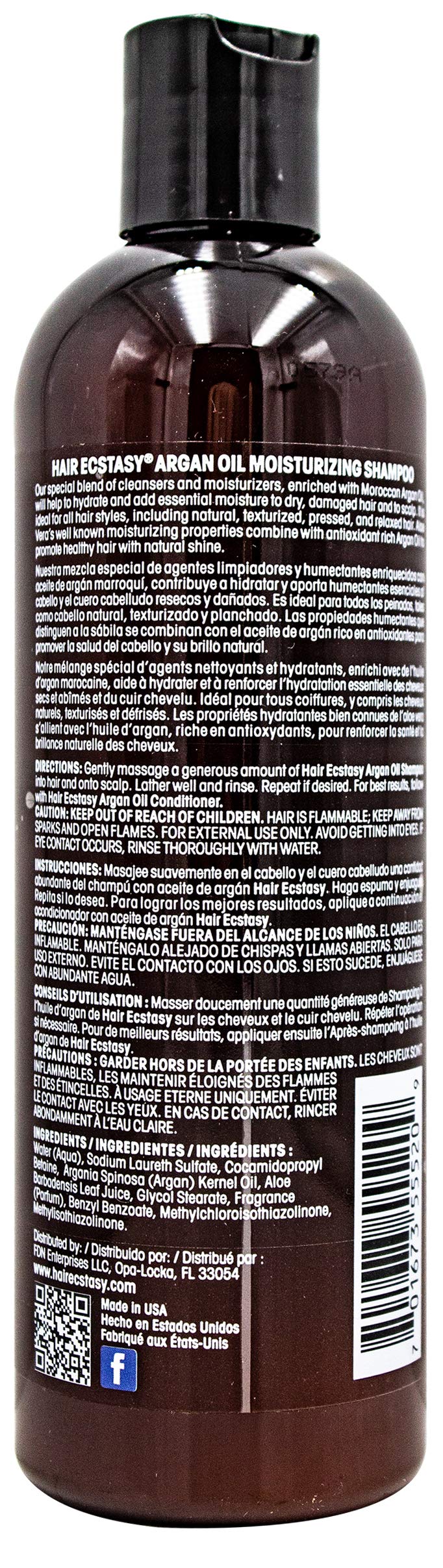 Hair Ecstasy Argan Oil Shampoo 12oz