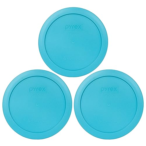Pyrex Bundle - 3 Items: 7201-PC 4-Cup Surf Blue Plastic Food Storage Lids Made in the USA
