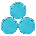 Pyrex Bundle - 3 Items: 7201-PC 4-Cup Surf Blue Plastic Food Storage Lids Made in the USA