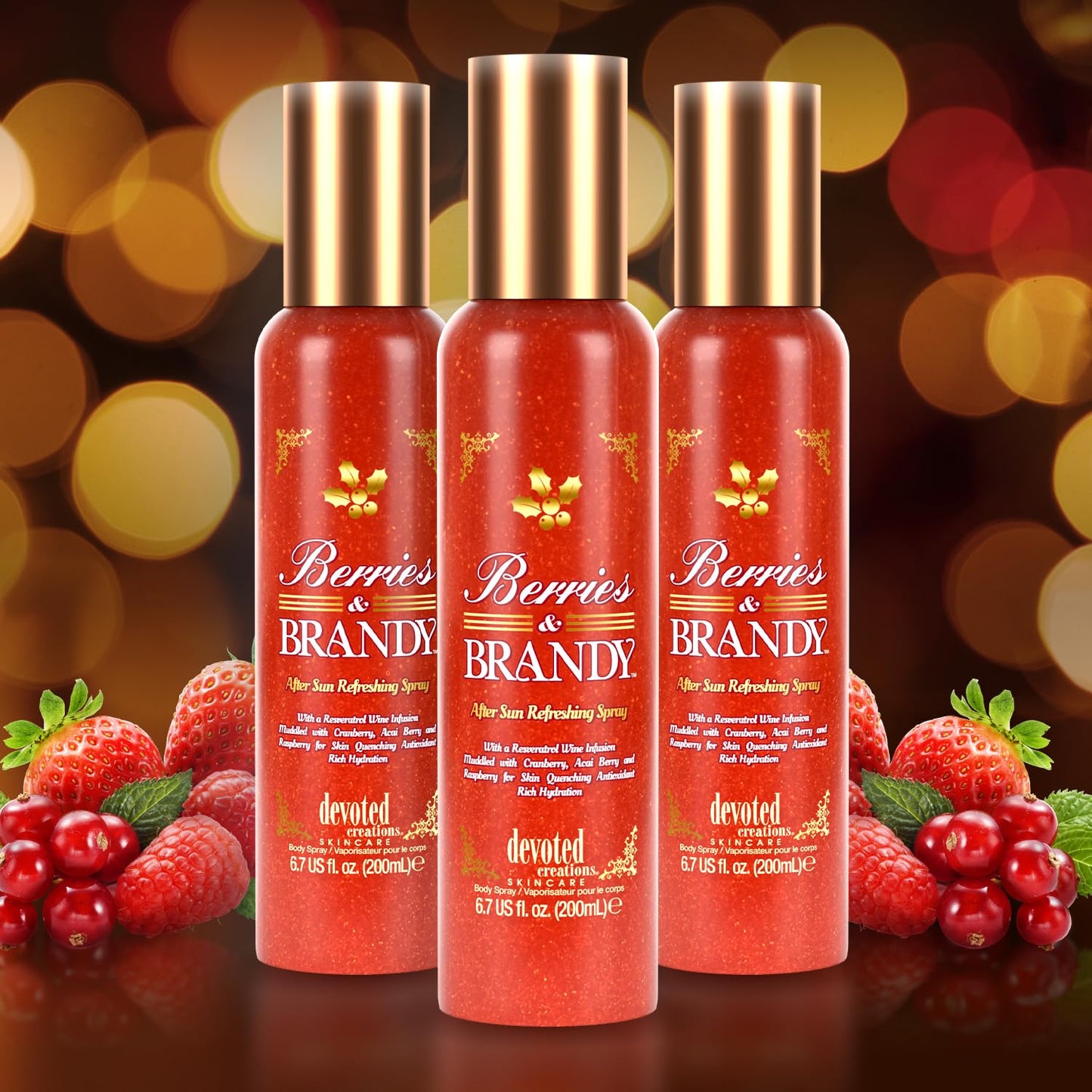 Devoted Creations Berries & Brandy After Sun Refreshing Spray | Color Extending - Skin Refreshing - Body Energizing Rich Hydrating After Sun