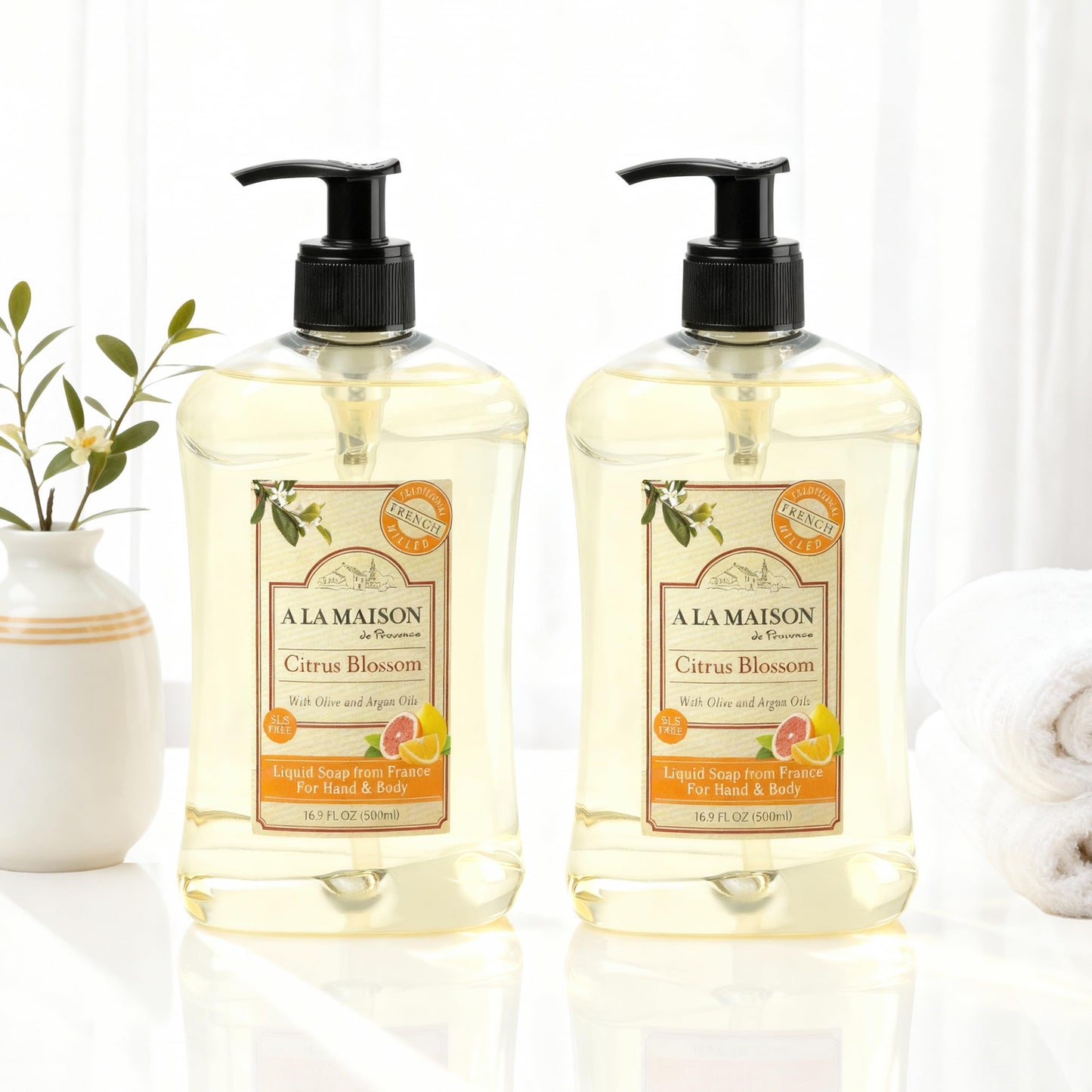A LA MAISON French Liquid Hand Soap, Citrus Blossom - Natural Hand Wash Made with Essential Oils - Biodegradable, Plant-Based, Vegan, Cruelty-Free