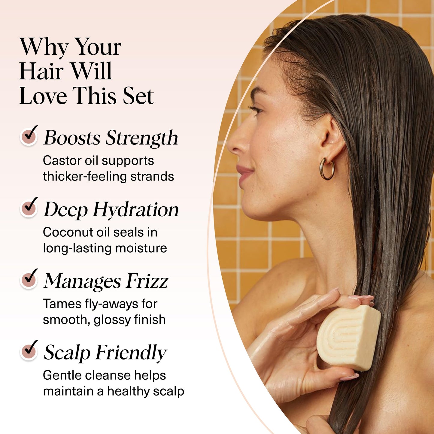 Kitsch Castor Oil Shampoo Bar & Coconut Oil Conditioner Bar - Nourishing Shampoo and Conditioner Set for Dry, Damaged Hair - Strengthening Hair Care