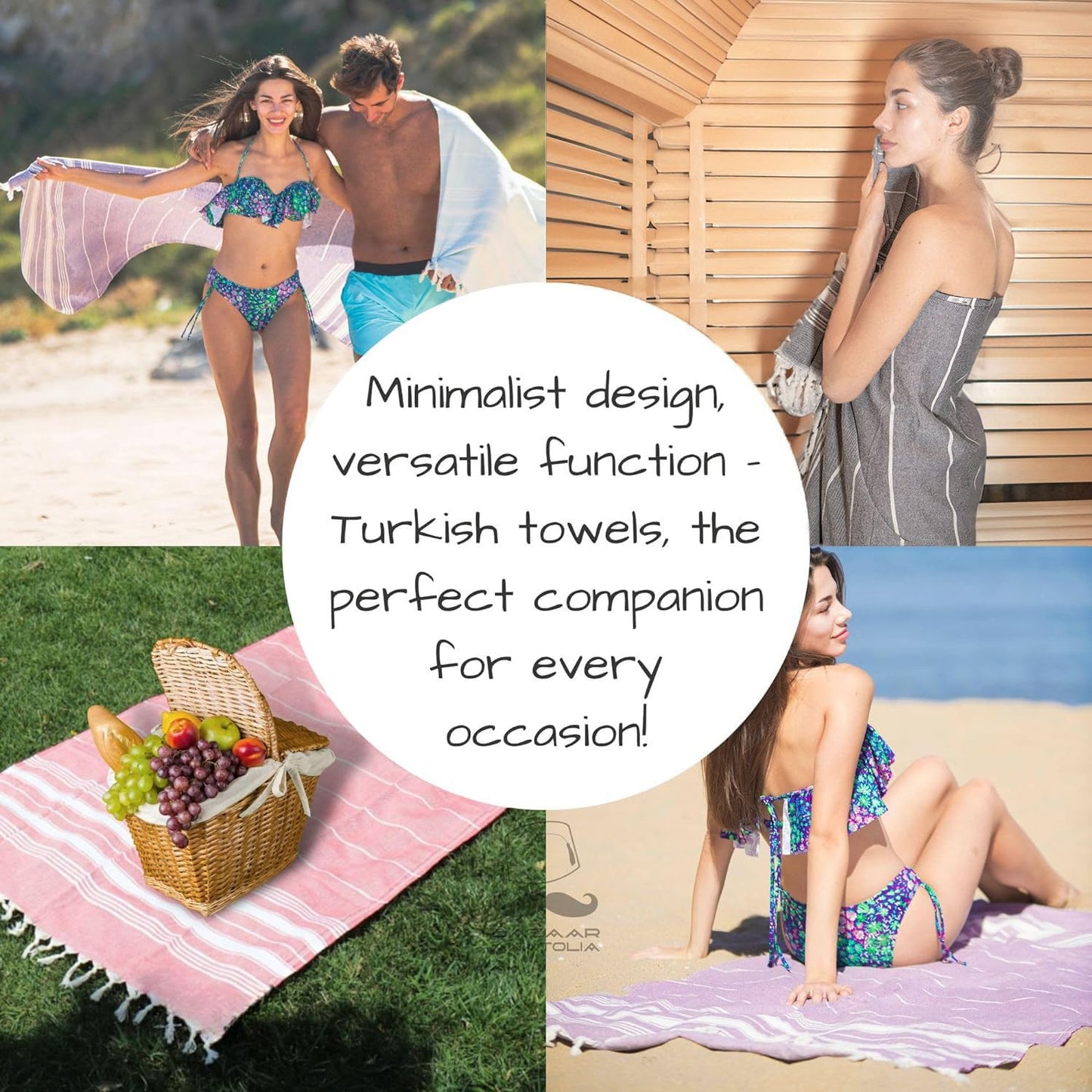Bazaar Anatolia Turkish Beach Towel - 100% Cotton, Quick Dry, Sand Free Towel for Bathroom, Yoga, Restorative Practice - Oversized 71x39 Inches…