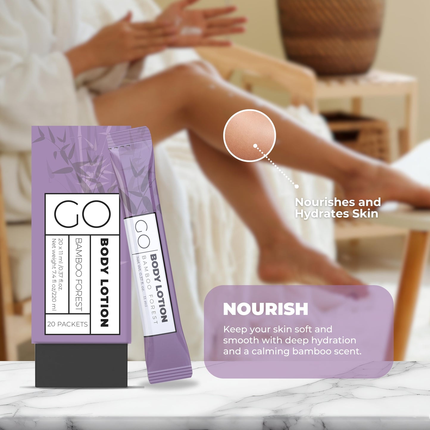 Go Essentials Travel Size Lotion Packets - Single Use Body and Hand Lotion for Hydrated Skin and Toiletries. Airline Friendly - Portable Bulk. Womens