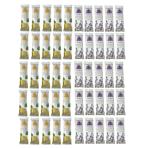 Asheva 8" x 9" Individually Wrapped Oshibori Disposable Towels - Luxurious Moist Cotton Hot/Cold Refreshment Towel - Lavender, Lemon, or Tea Tree