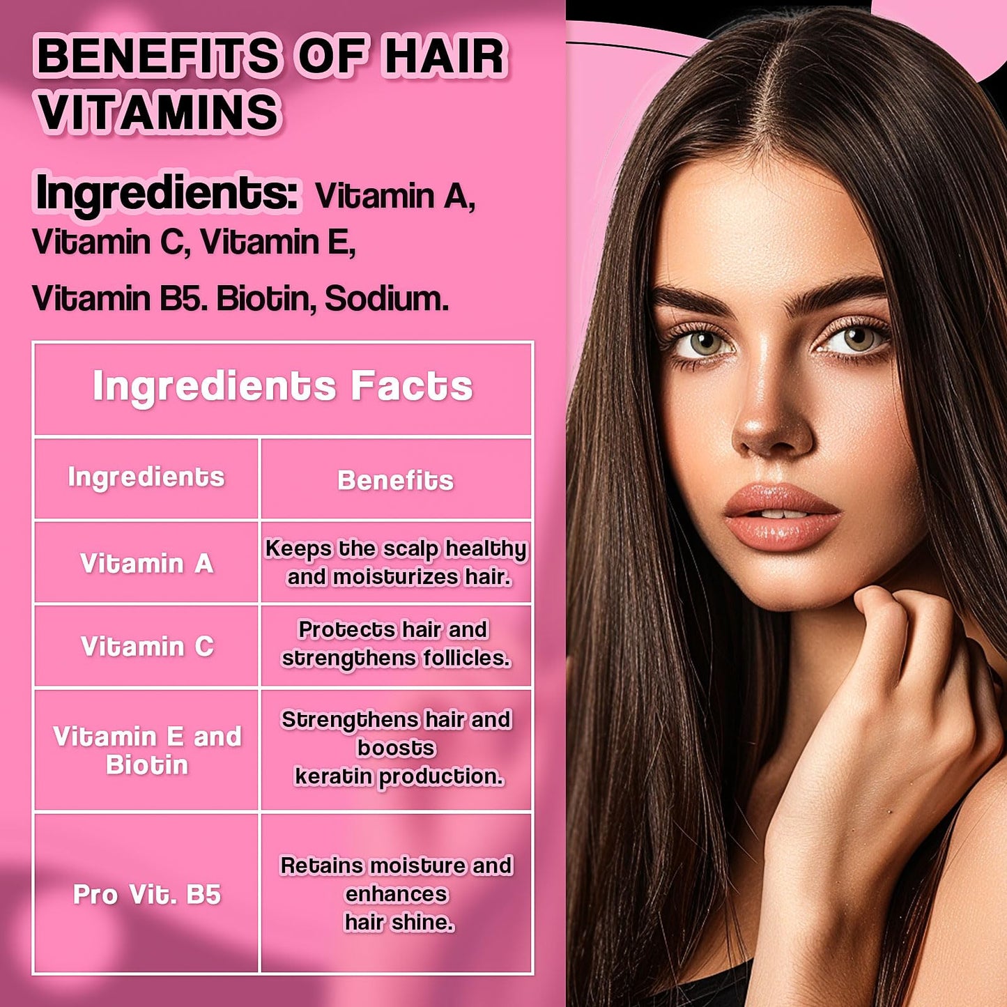 Nielies Hair Serum for Frizzy and Damaged Hair- Keratin Hair Treatment for Dry Hair-Leave-in Anti Frizz Hair Serum with Vitamins A, C, E & B5-Sérum