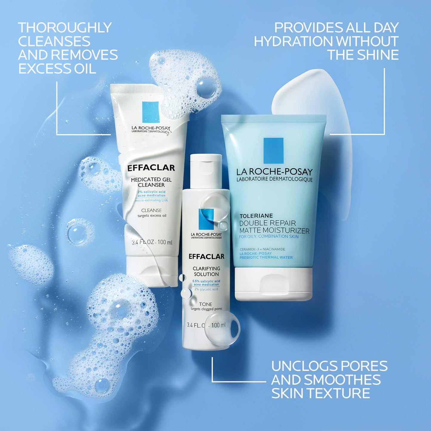 Effaclar Daily Acne Essentials Kit, Acne Treatment System, Salicylic Acid Acne Cleanser, Pore Refining Toner, & Matte Face Moisturizer for Oily Skin Beauty and Personal Care La Roche-Posay