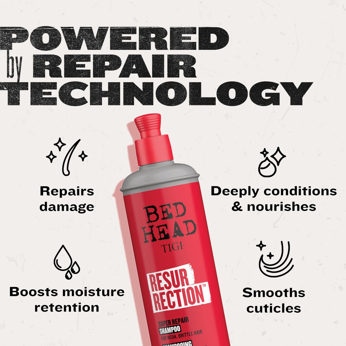 TIGI Bed Head RESURRECTION REPAIR SHAMPOO FOR DAMAGED HAIR 13.53 fl oz