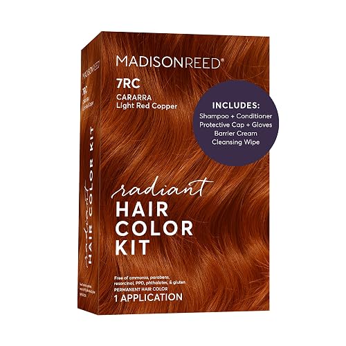 Madison Reed Radiant Hair Color Kit - 7RC Light Ginger Red with Copper Tones (Carrara Crimson), Vivid Permanent Hair Dye for Bold Color & Maximum