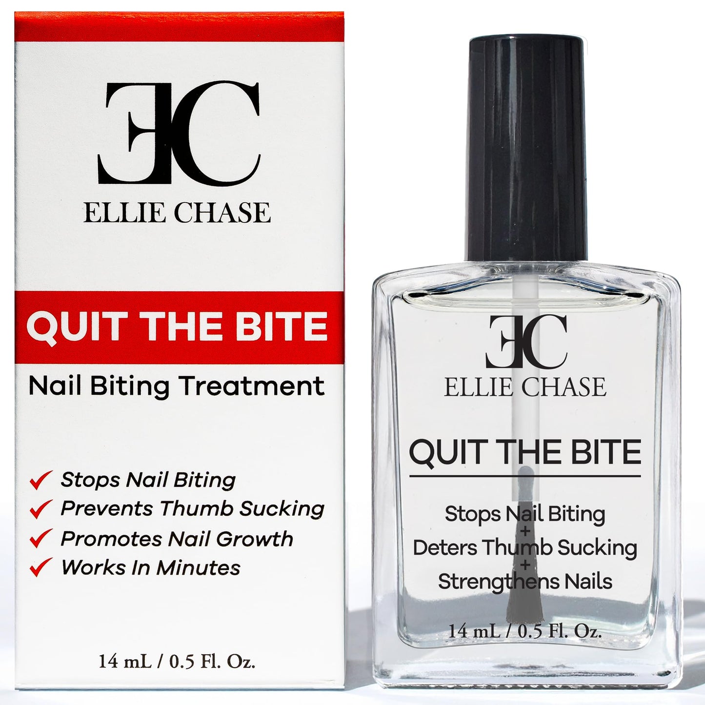 Ellie Chase Stop Nail Biting Deterrent Treatment Polish Extra Bitter Taste 0.5 Oz | Stop Putting Fingers In Your Mouth | Safe For Adults & Kids |