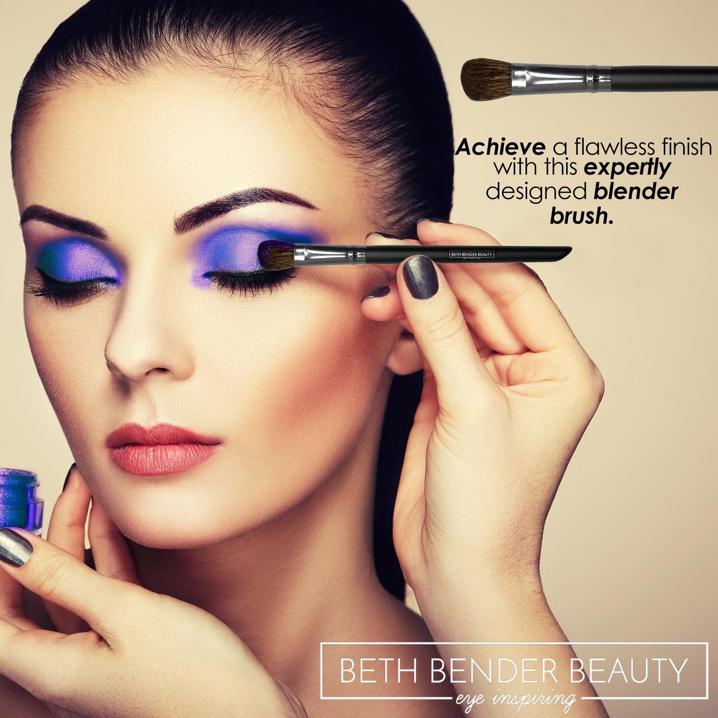 Beth Bender Beauty Pro All Over Eye Shader and Fluff Brush - Makeup Brush for Eye Makeup