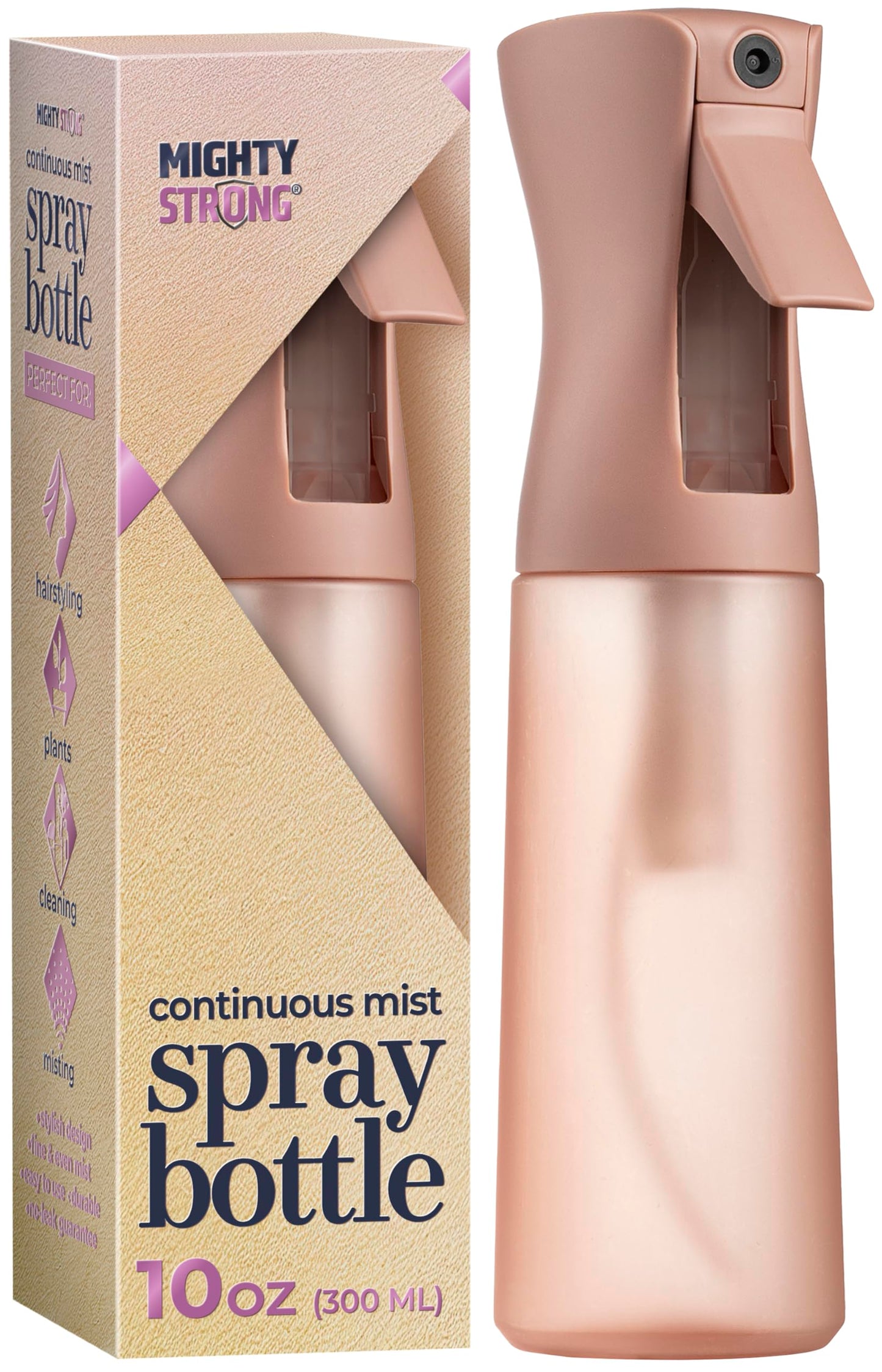10 OZ Continuous Spray Bottles - Ultra Fine Mist Sprayer | Water Spray Bottle For Hair Stuff, Mister Spray Bottle For Plants Mister | Hair Spray Beauty and Personal Care MIGHTY STRONG