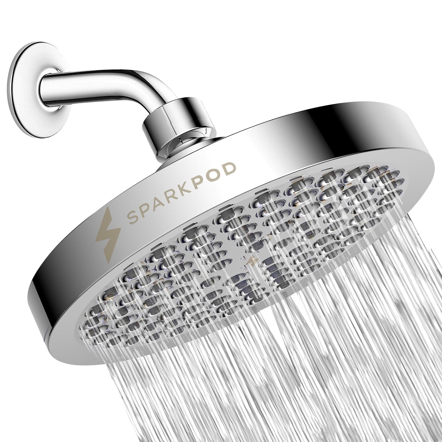 SparkPod 6" High Pressure Rain Shower Head – Luxury Design, Easy-Clean, 1-Min Install – Polished Chrome Replacement Head