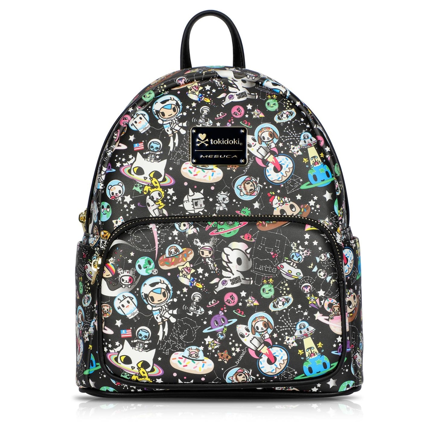 Tokidoki Mini Backpack Purse for Women, Unicorno Black PU Leather Shoulder Bag Daypack Handbag for Work Shopping Travel (PU-Black)