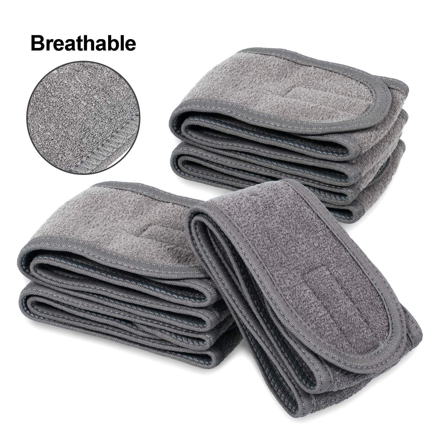 Whaline Spa Facial Headband Head Wrap Terry Cloth Headband 4 Counts Stretch Towel for Bath, Makeup and Sport (Gray)