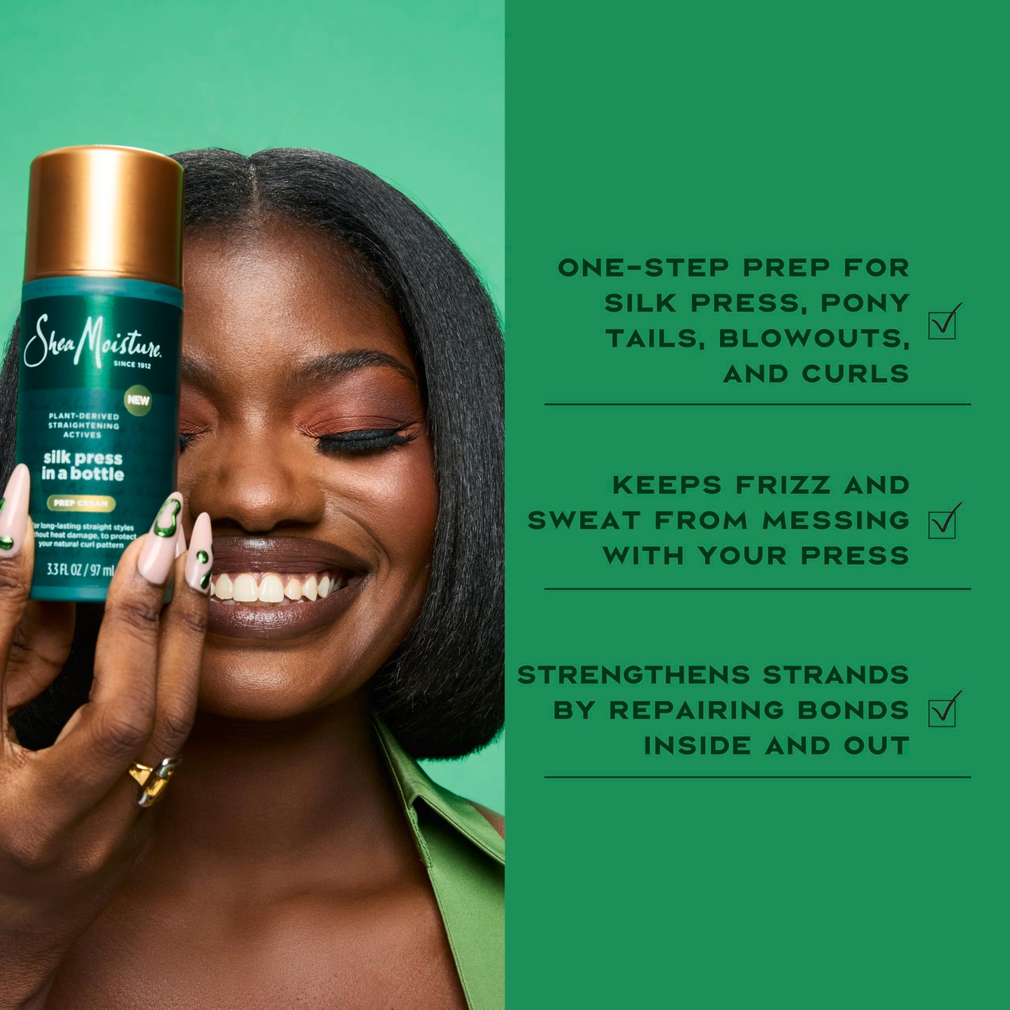 SheaMoisture Silk Press Prep Cream with Plant-Derived Straightening Actives, Alma Oil & Hydroplex Technology Provides Heat Protection While Helping