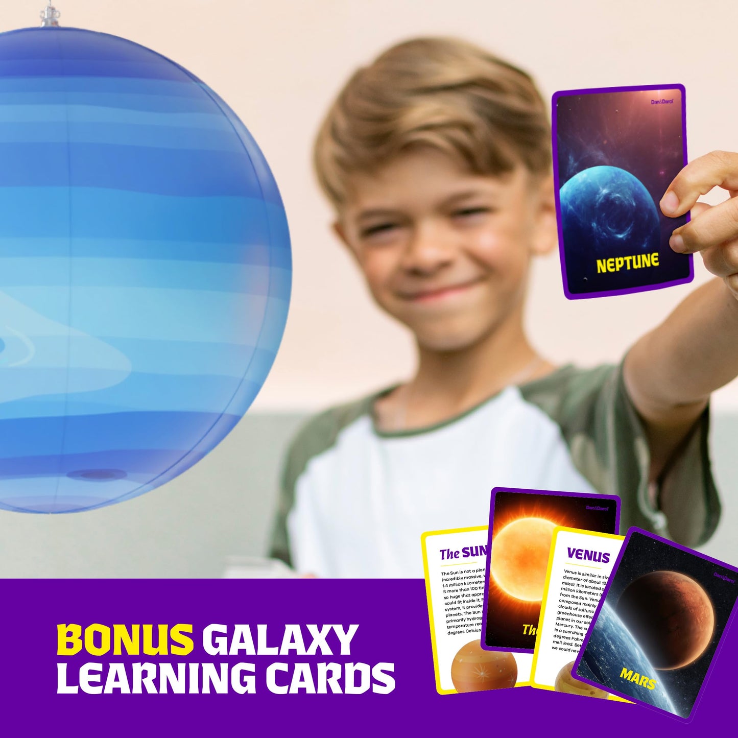 Dan&Darci Inflatable Solar System Planets – Science Toy & Astronomy Gift for Kids, Space-Themed Room Decor, Ceiling & Party Decorations Ages 5–12